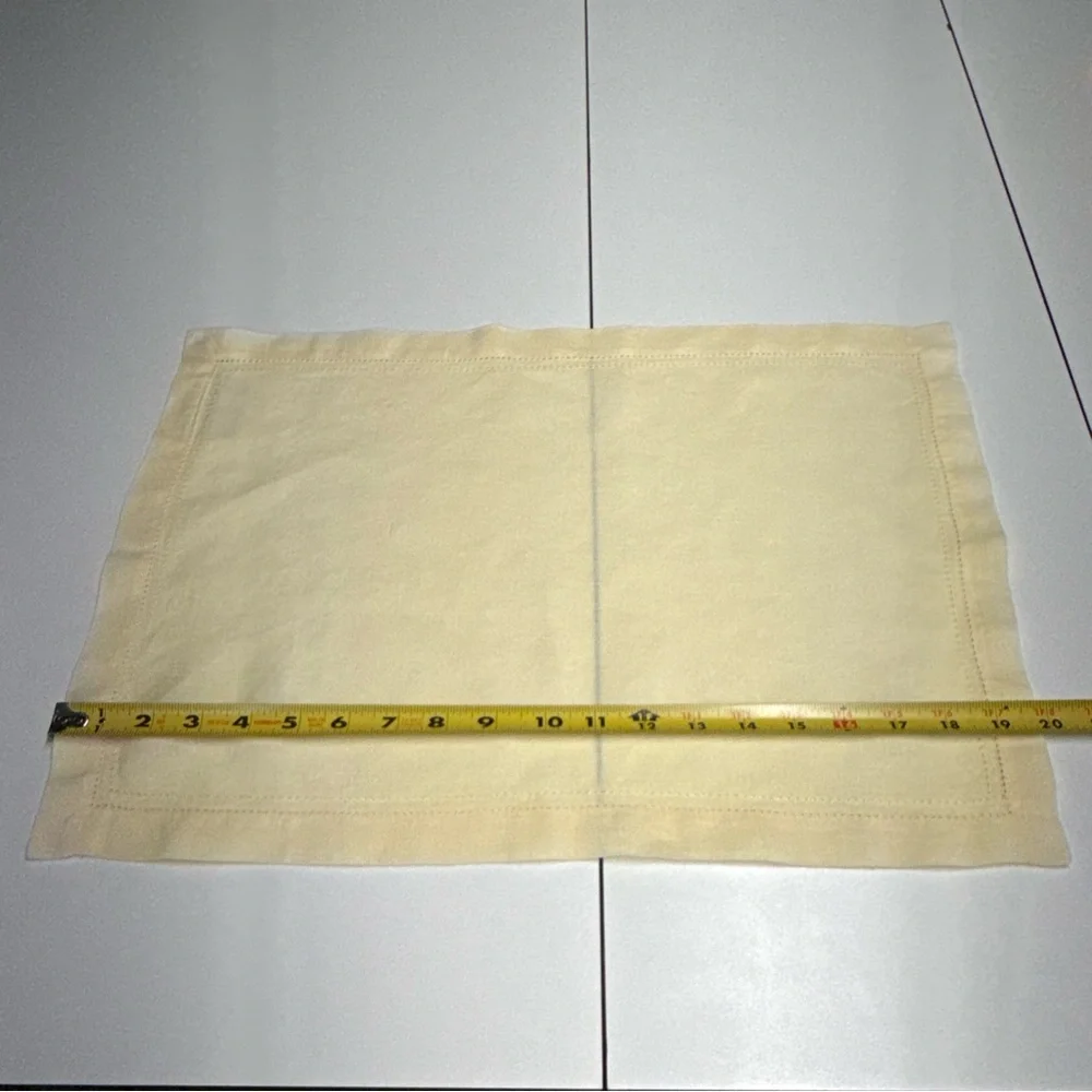VTG (6) Williams Sonoma Linen Double Hemstitched Placemat/Napkins Yellow Hungary